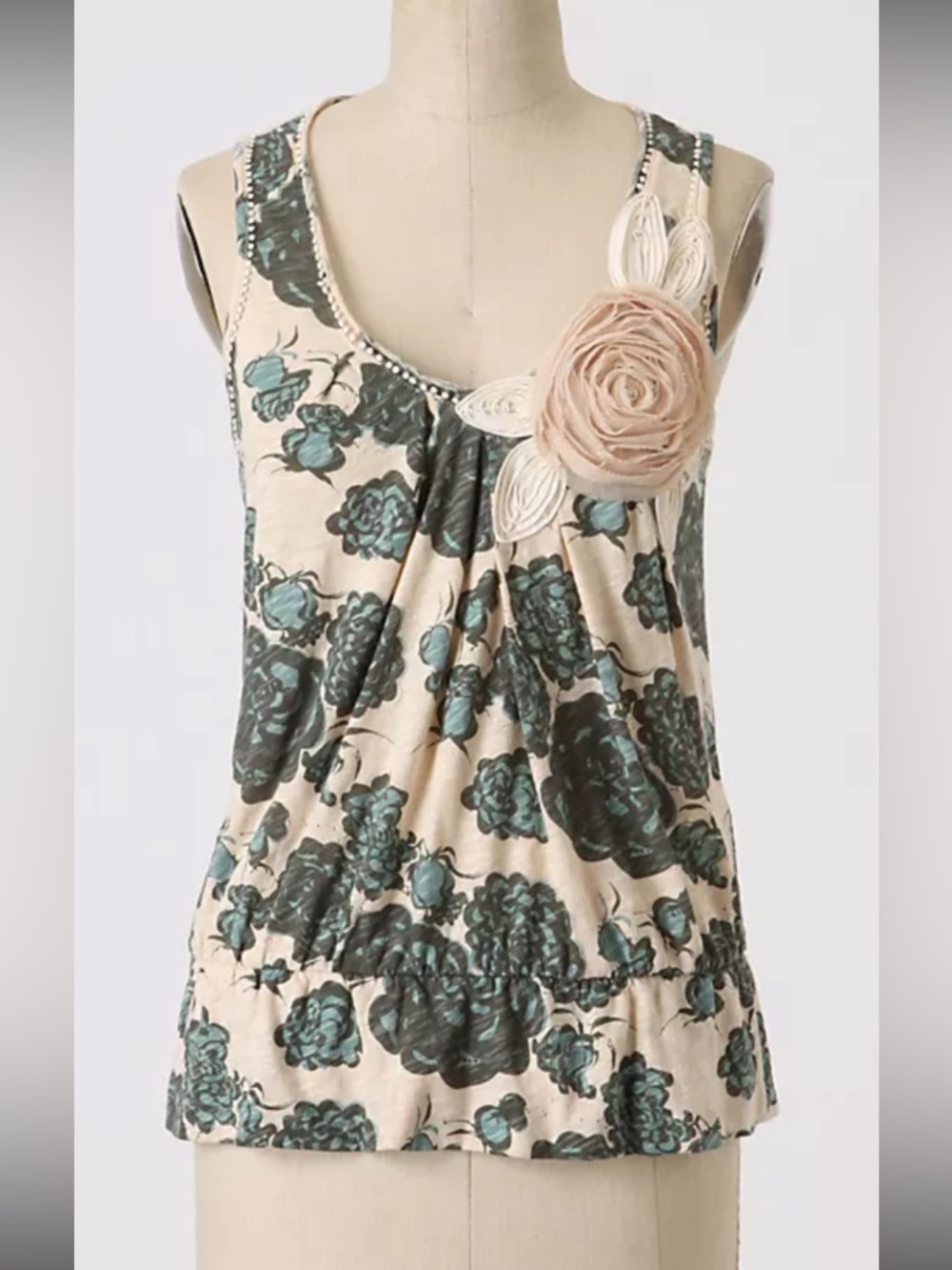 Anthropologie Deletta Rosette Floral Sleeveless Top Small